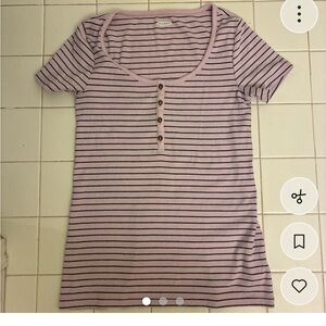 Old Navy Pink and Black Striped Top